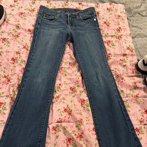 Blue Flare Wide Leg Jeans Medium Wash